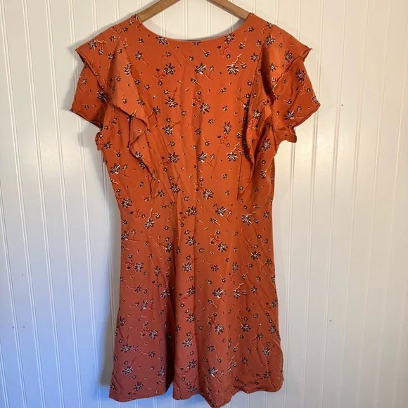 Madewell Women’s Flutter-Sleeve Button Down Dress in Ginger Floral Size 10 - Picture 9 of 16
